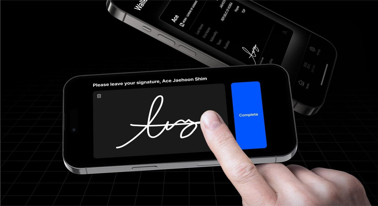 A phone capturing a player's signature for their PlayID card